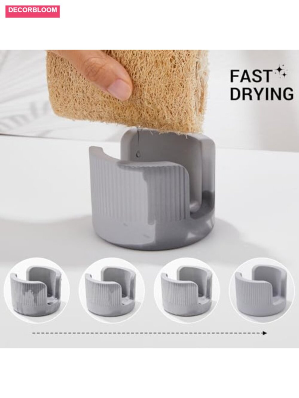 Quick Drying Diatomite Stone Sponge Holder, Compact Sink Caddy - Picture 3 of 6